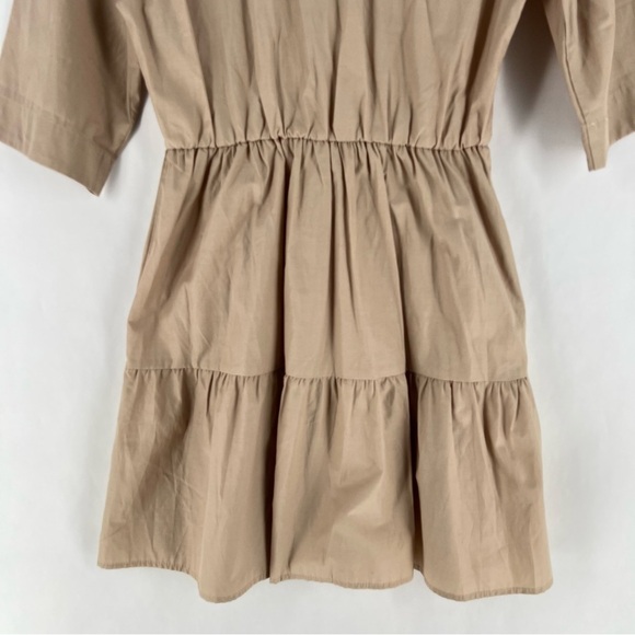 Stradivarius Lightweight Cotton Blend Button Front‎ 3/4 Sleeve Shirt Dress - Picture 10 of 11